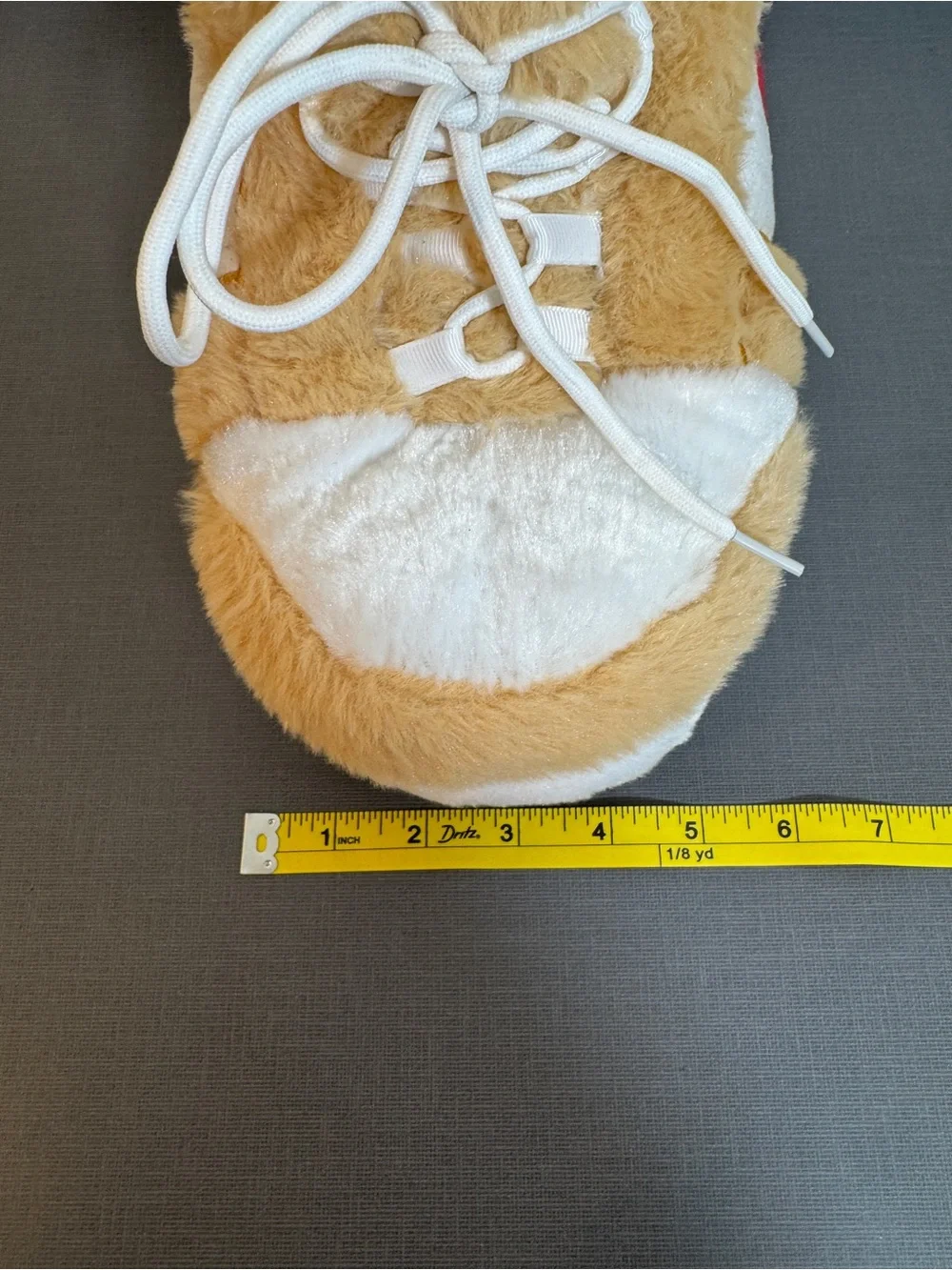 Hypebeast Plush Sneaker Slippers AJ1 Tan Red White One Size